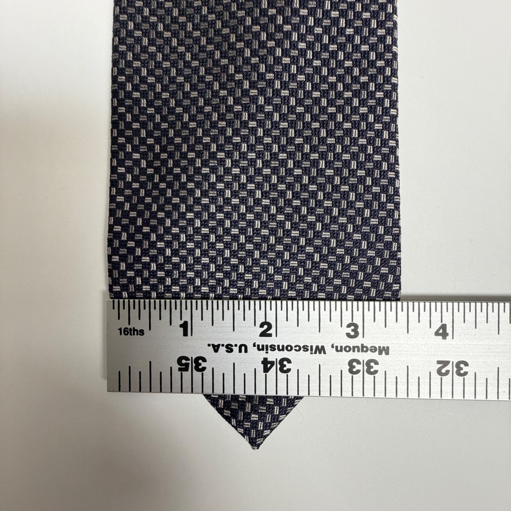 Brooks‎ Brothers Makers & Merchants Navy Silver Geometric Micro Pattern Silk Tie - Picture 5 of 6